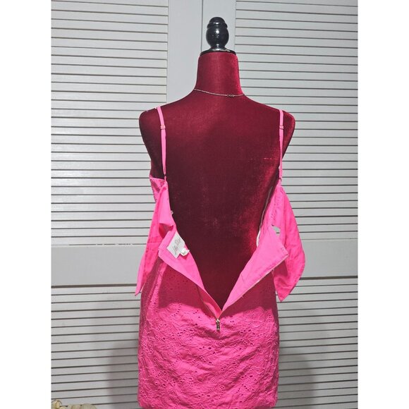 Lilly Pulitzer Women's Pink Shelli Eyelet A-Line Dress With Bow Back Sz 6 2875 - Picture 10 of 13
